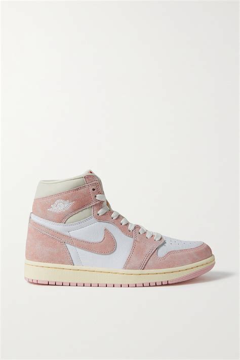 Nike Air Jordan 1 Retro Suede-trimmed Leather High-top Sneakers - Pink ...