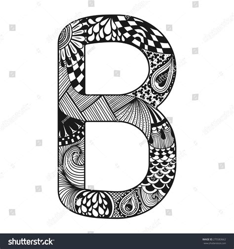 Zentangle Stylized Alphabet Lace Letter B Stock Illustration