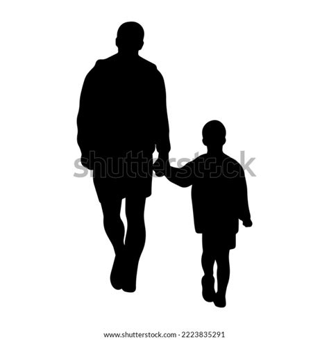 Father Silhouette Son Walking Vector Illustration Stock Vector (Royalty ...