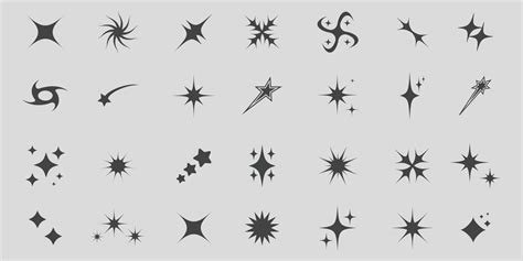 Retro futuristic sparkle icons in y2k style. Set of star shapes ...