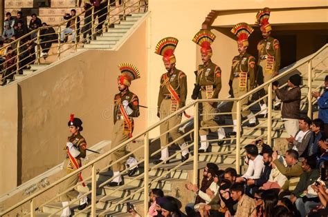 Wagah Border Amritsar Punjab India 02 February 2024 Flag Ceremony