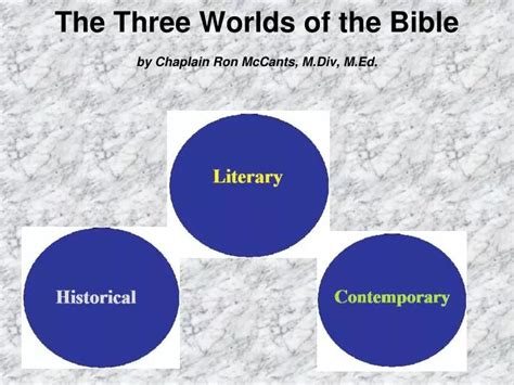 Ppt The Three Worlds Of The Bible By Chaplain Ron Mccants Mdiv M