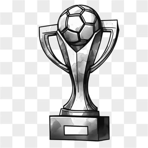 Download Soccer Trophy Drawing with Ball on White Background Sketches ...