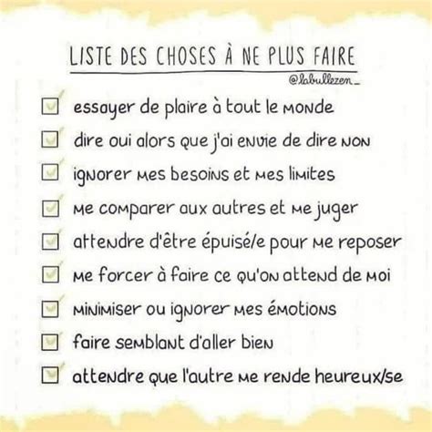 Liste des choses à ne plus faire Inspirations pour réussir sa vie