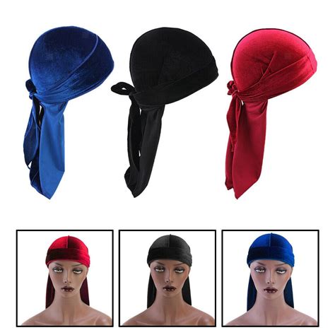 3pcs Unisex Mode Samt Bandana Hut Durag Headwrap Beanie Chemo Hut