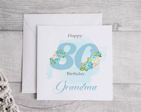 80th Birthday Card Mum Blue Birthday Friends Floral Birthday Grandma Special Birthday Card - Etsy