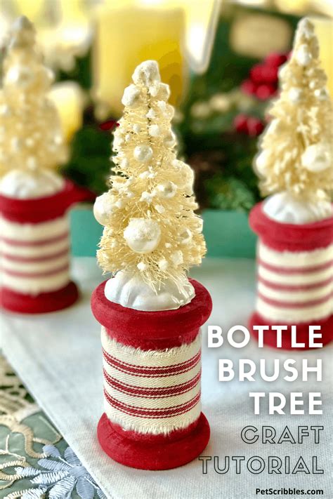 Ivory Bottle Brush Trees On Red Spools Garden Sanity By Pet Scribbles