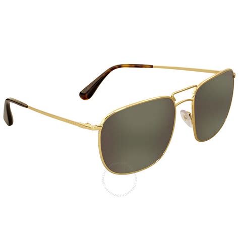 Prada Aviator Gold Tone Dark Grey Mirror Mens Sunglasses Prada Sunglasses Jomashop