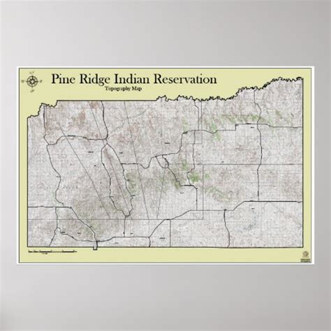 Pine Ridge Reservation Topography Map Poster | Zazzle