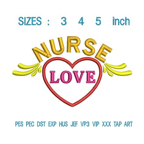 Nurse Love Embroidery Design Nurse Love Embroidery Machine Etsy