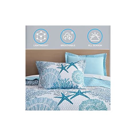 Tritard 3 Piece Coastal Quilt Sets Full Queen Size Reversible