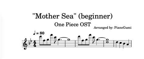 One Piece Ost Mother Sea Beginner Piano Sheet Music