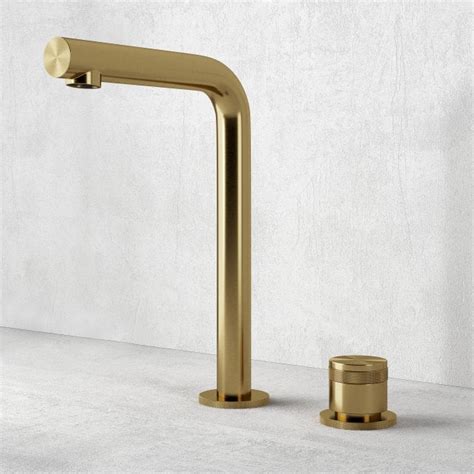 Urban Brushed Gold Tall Deck Mounted Basin Mixer Tap Lusso