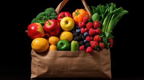 Se Muestra Una Bolsa De Frutas Y Verduras Foto Premium