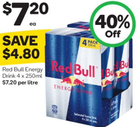 Red Bull Energy Drink 4 X 250ml Offer At Woolworths