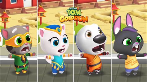 Talking Tom Gold Run China Super Tom Vs Genie Angela Vs Kung Fu Hank Vs