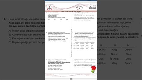 7 SINIF TÜRKÇE 1 YAZILI SINAVINA HAZIRLIK FİİLLER ANLAM KİP KİŞİ