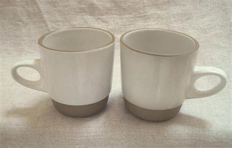 2 Heath Ceramics Opaque White Stackable Mugs 205 Coupe 8 Oz Heath