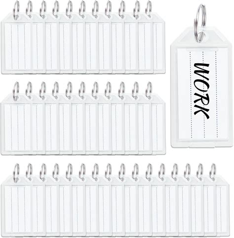 120 Pcs White Plastic Key Tags Key Ring Labels Key Identifiers ID Tags