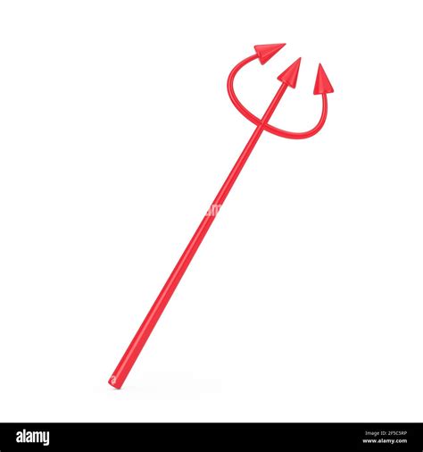 Red Devil Halloween Day Celebration Trident Or Pitchfork On A White