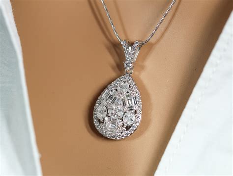 Pear Shaped Diamond Pendant White Gold Diamond Pendant K Etsy