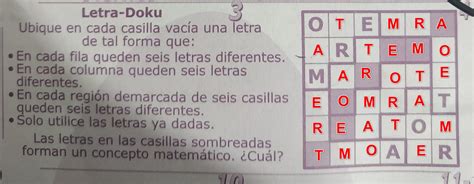 Letra Doku Ubique en cada casilla vacía una letra de tal forma que