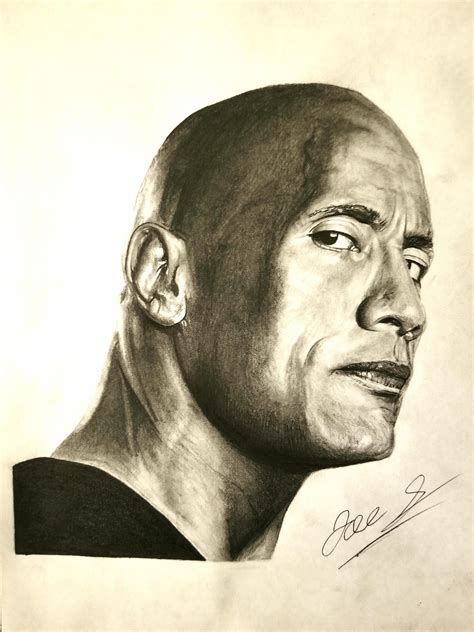 Portrait Of Dwayne The Rock Johnson 85 × 11 Graphite Pencils With