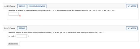 Solved 4 Determine An Equation For The Plane Passing