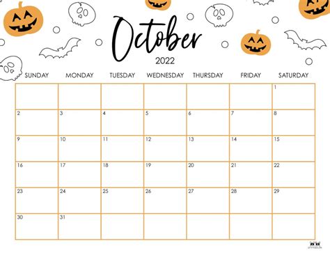 October 2022 Calendar Printable