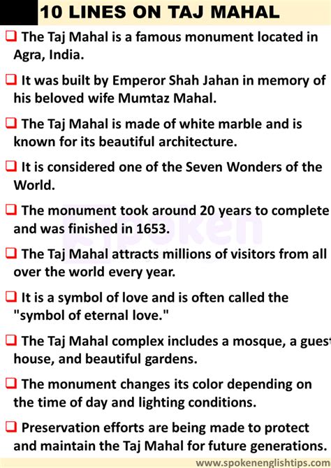 10 Lines On Taj Mahal In English January 2025