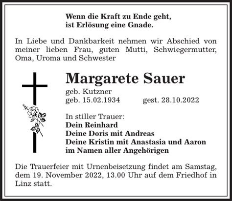 Margarete Sauer Traueranzeige Sächsische Zeitung