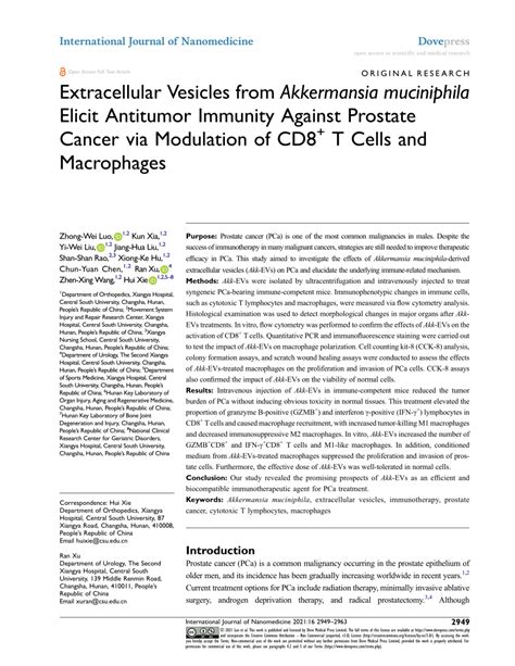 Pdf Extracellular Vesicles From Akkermansia Muciniphila Elicit