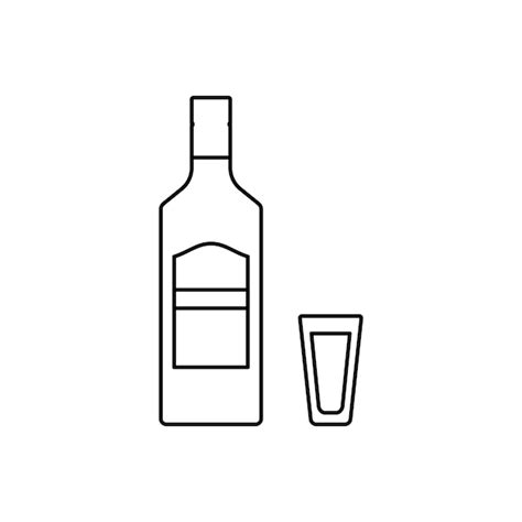 Premium Vector Tequila Bottle And Glass Outline Icons Of Alcohol