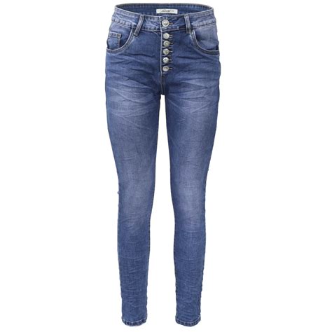 Jewelly Damen Stretch Jeans Five Pocket Im Crash Look Boyfriend Hos