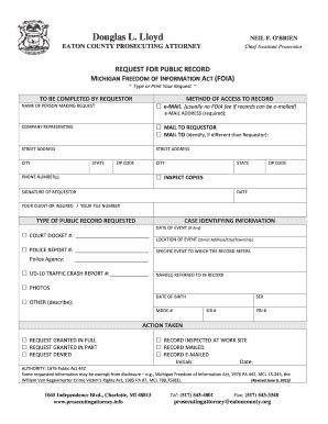 Fillable Online Eatoncounty FOIA Request Form Eaton County