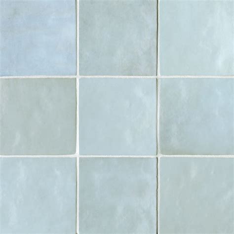 Cloé 5 x 5 Ceramic Tile in Baby Blue Bedrosians Tile Stone