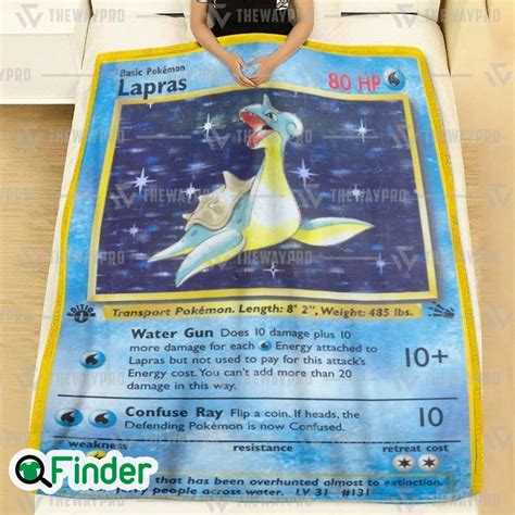 Lapras Holo St Edition Pokemon Trading Card Fleece Blanket Q Finder