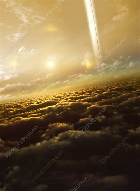 Above the clouds of Saturn, illustration - Stock Image - C036/1452 ...