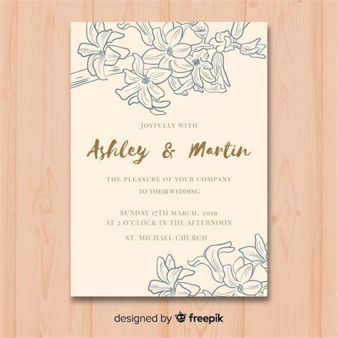 Tender Aquarelle D Invitation De Mariage Floral Vecteur Gratuite