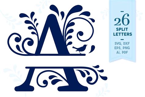 Split Monogram Svg Alphabet Floral Split Monogram Svg Floral Etsy