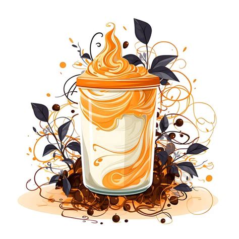 Premium Ai Image Watercolor Of Thai Tea Panna Cotta Mason Jar Ceramic