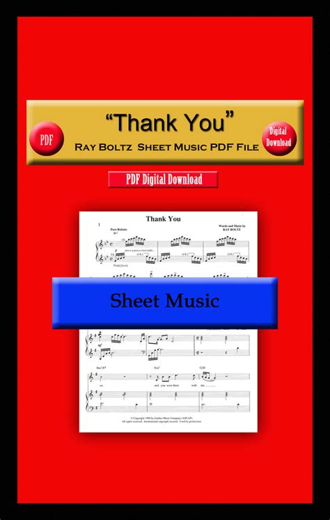 Thank You Ray Boltz Sheet Music Pdf File Ray Boltz Music Inc