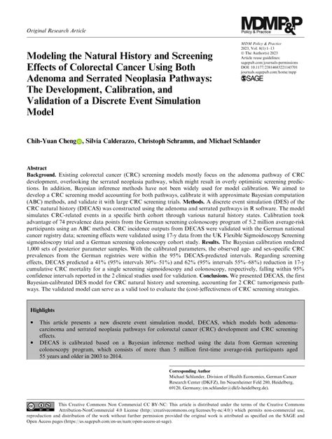 Pdf Modeling The Natural History And Screening Effects Of Colorectal