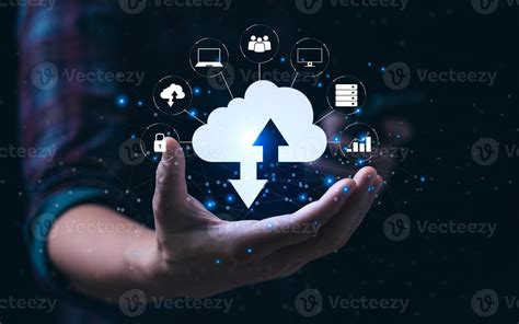 diagrama de computação em nuvem na mão tecnologia de nuvem