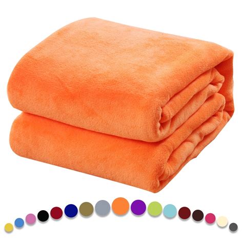 Howarmer Ultra Soft Orange Queen Size Plush Throw Blanket Lightweight