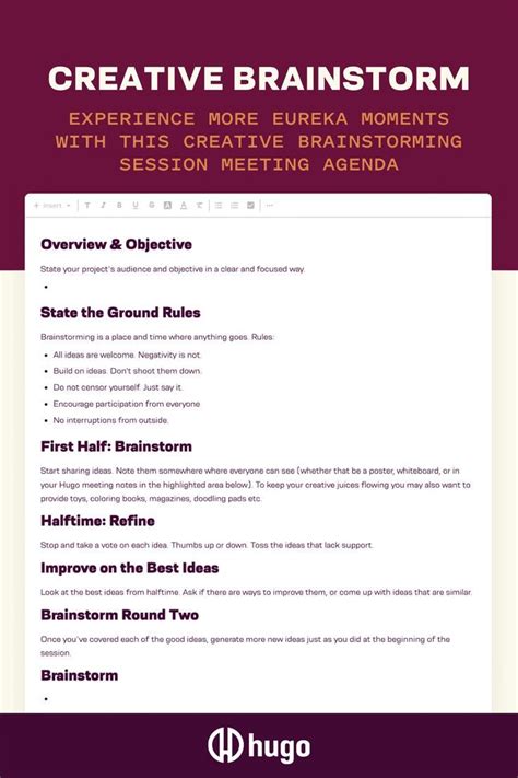 Creative Brainstorm Free Meeting Template Brainstorming Meeting