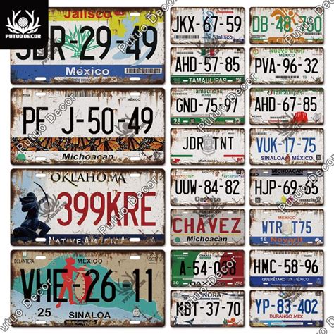 【yf】∈ Putuo Decor Mexico Licenses Plate Sign Plaque Tin For Man Cave