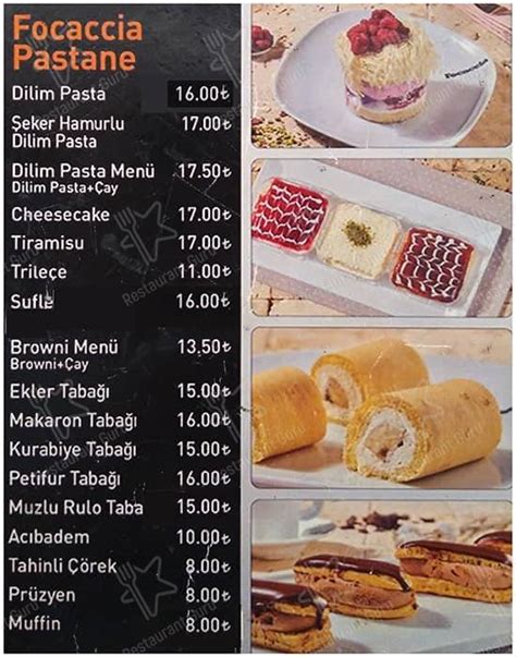 Menu At Focaccia Bakery Coffee Istanbul Halit Ziya U Akl Gil Cd No