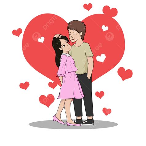 Ilustración De Una Pareja Acariciando Sus Cabezas El Día De San Valentín Png Día De San