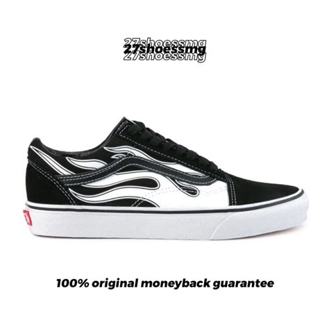 Jual Vans Old Skool Flame Black White 100 Original Resmi Navya